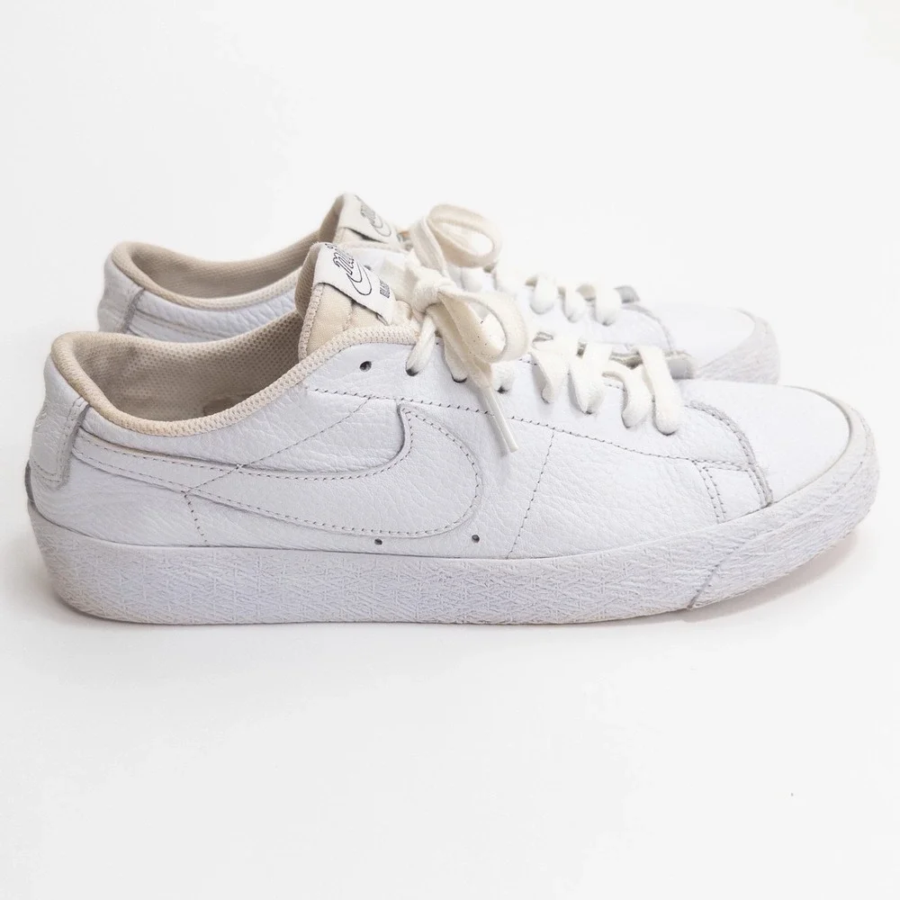 Nike SB Blazer Low AR1576-114 White‎ Leather Skate Shoes Men 8.5